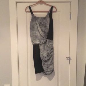 Helmut Lang Dress Size10 Graphite Print Gray/Black
